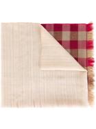 Ps By Paul Smith Gingham Frayed Scarf, Women's, Pink/purple, Wool