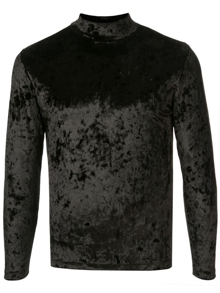 Maison Margiela Velvet Fitted Long-sleeve Top - Black