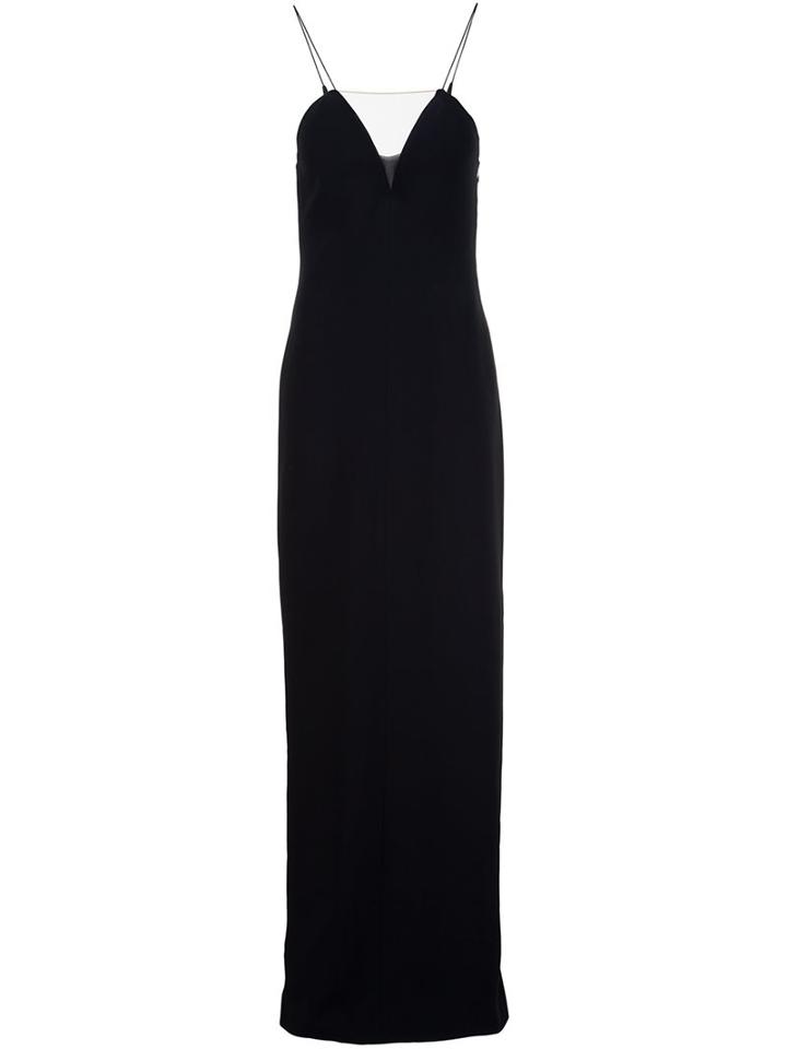 Alexander Wang Sheer Panel Evening Slip Dress, Women's, Size: 8, Black, Viscose/acetate/spandex/elastane
