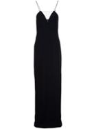 Alexander Wang Sheer Panel Evening Slip Dress, Women's, Size: 8, Black, Viscose/acetate/spandex/elastane