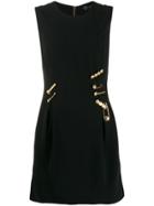Versace Logo Pin Embellished Dress - Black