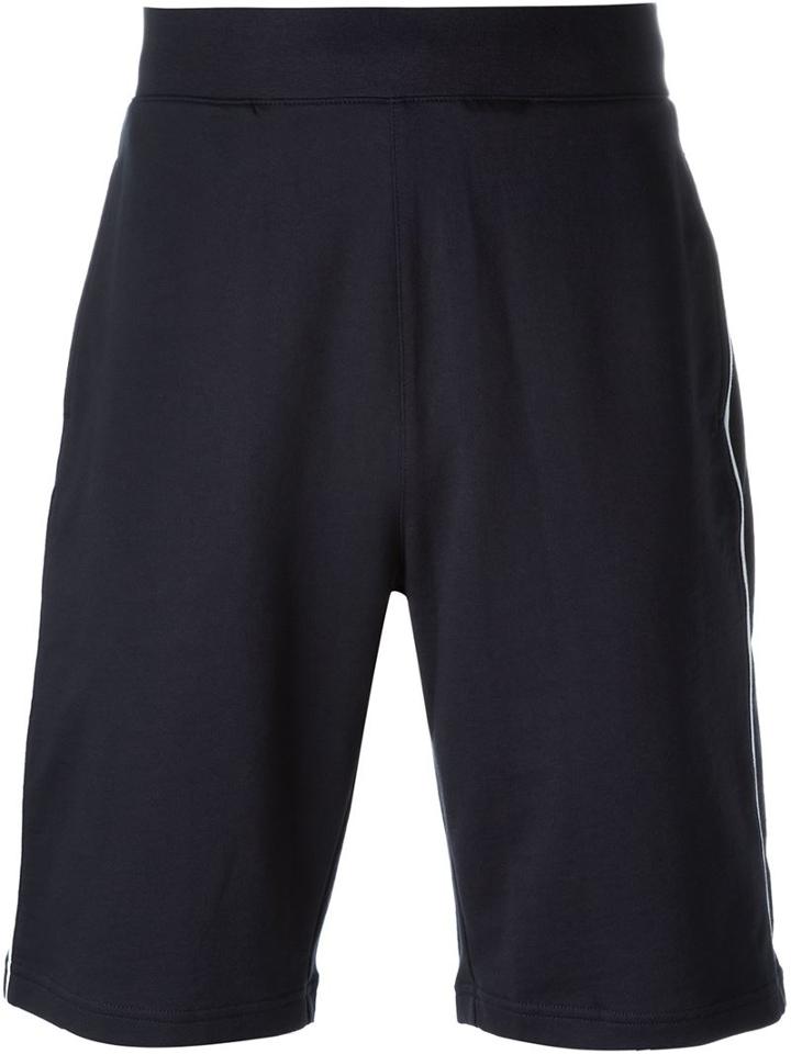 Emporio Armani Logo Print Sweat Shorts, Men's, Size: L, Blue, Cotton