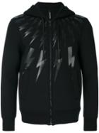Neil Barrett - Lightning Print Hoodie - Men - Cotton/polyurethane/spandex/elastane/viscose - M, Black, Cotton/polyurethane/spandex/elastane/viscose