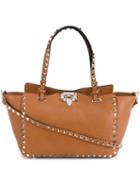 Valentino Garavani Small Rockstud Trapeze Tote, Women's, Brown, Calf Leather