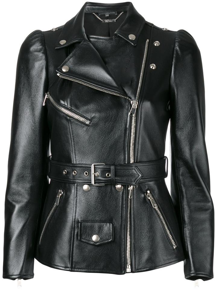 Alexander Mcqueen - Tailored Biker Jacket - Women - Silk/calf Leather - 42, Black, Silk/calf Leather