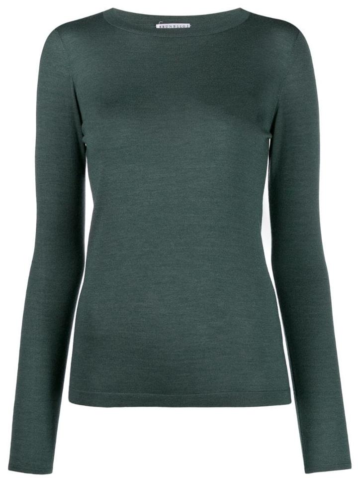 Brunello Cucinelli Slim-fit Crew Neck Pullover - Green
