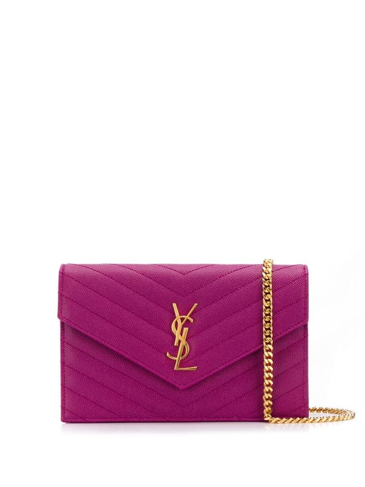 Saint Laurent Monogram Chain Wallet - Purple