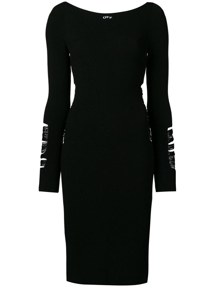 Off-white Ribbed Fitted Dress - Black