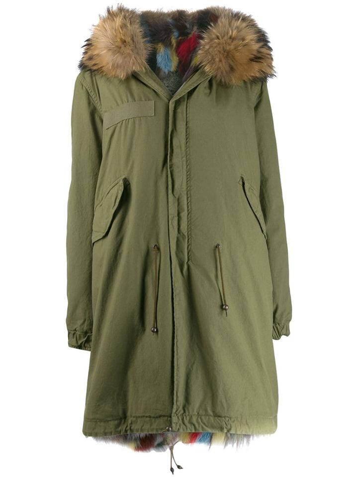 Mr & Mrs Italy Multicoloured Fox Fur Hooded Parka - Green