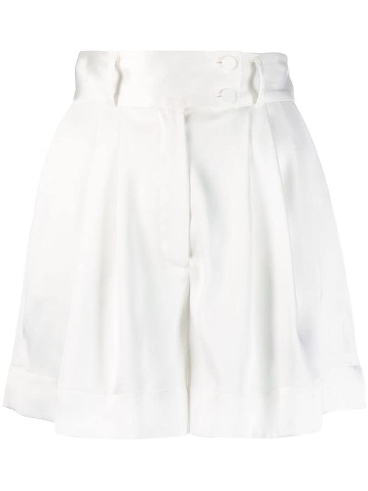 Styland Pleated Wide-leg Shorts - White