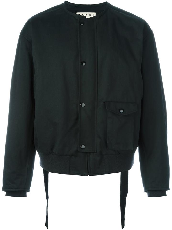 Marni Shirt Hem Bomber Jacket, Men's, Size: 46, Black, Cotton/polyester