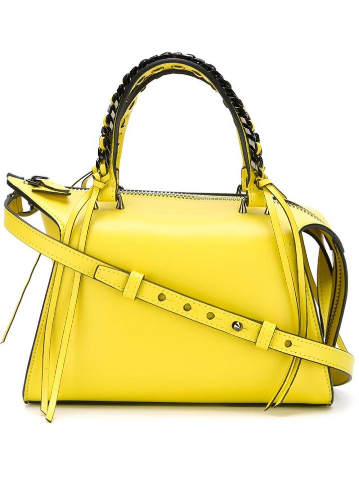 Elena Ghisellini Mini Gabria Tote, Women's, Yellow/orange, Calf Leather