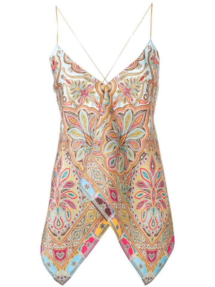 Etro Paisley Print Asymmetric Top - Blue