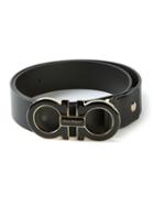 Salvatore Ferragamo Gancini Belt, Men's, Size: 115, Black, Calf Leather/metal (other)