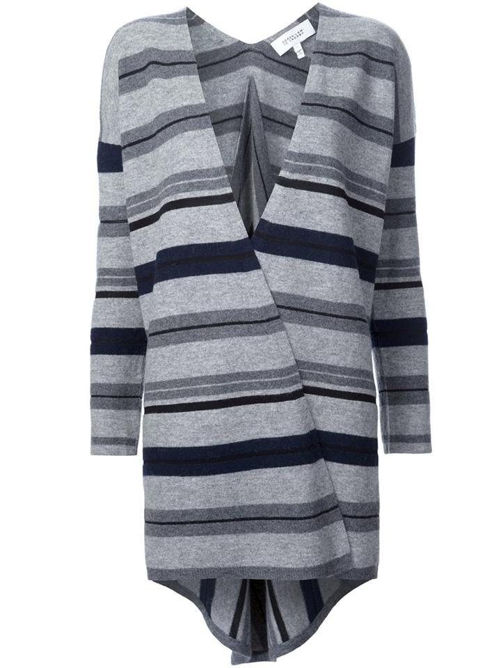 Derek Lam 10 Crosby Striped V-neck Cardigan, Women's, Size: Small, Grey, Wool