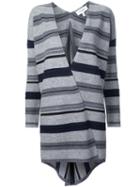 Derek Lam 10 Crosby Striped V-neck Cardigan, Women's, Size: Small, Grey, Wool