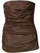 Yves Saint Laurent Pre-owned Gathered Strapless Top - Brown