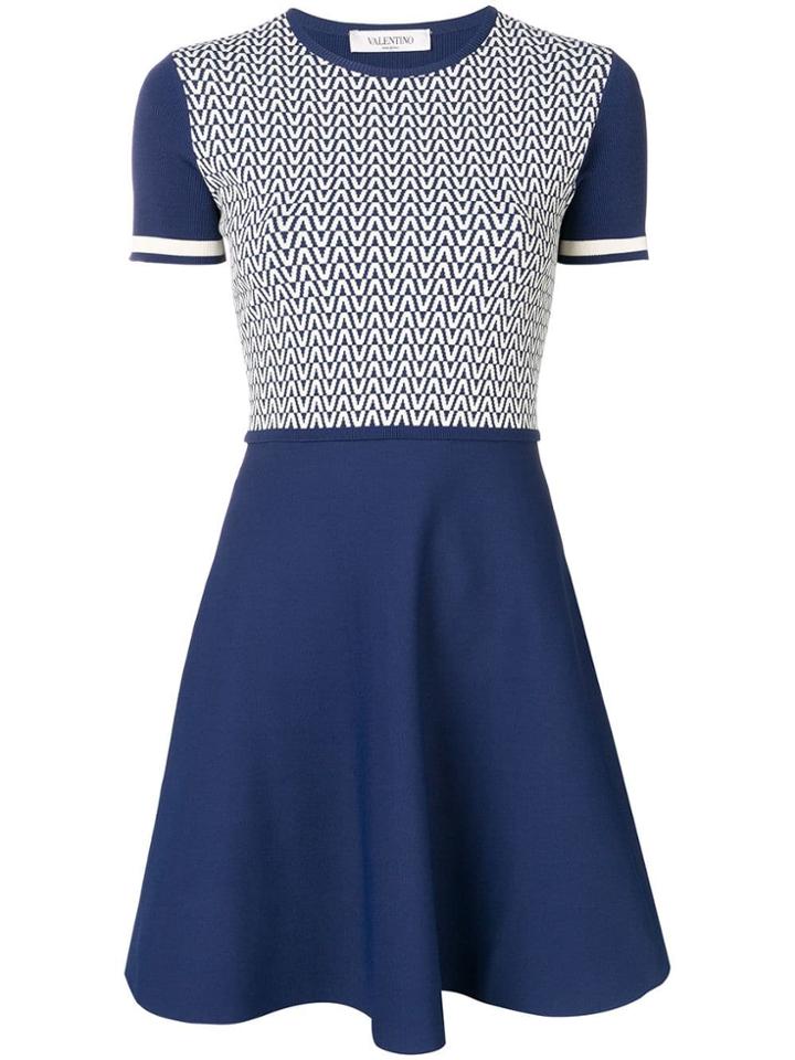 Valentino Optical V Skater Dress - Blue