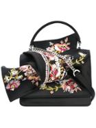 No21 Floral Embroidery Tote Bag, Women's, Black, Leather/silk