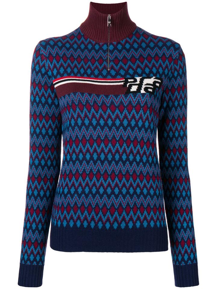 Prada Half Zip Knitted Sweater - Blue