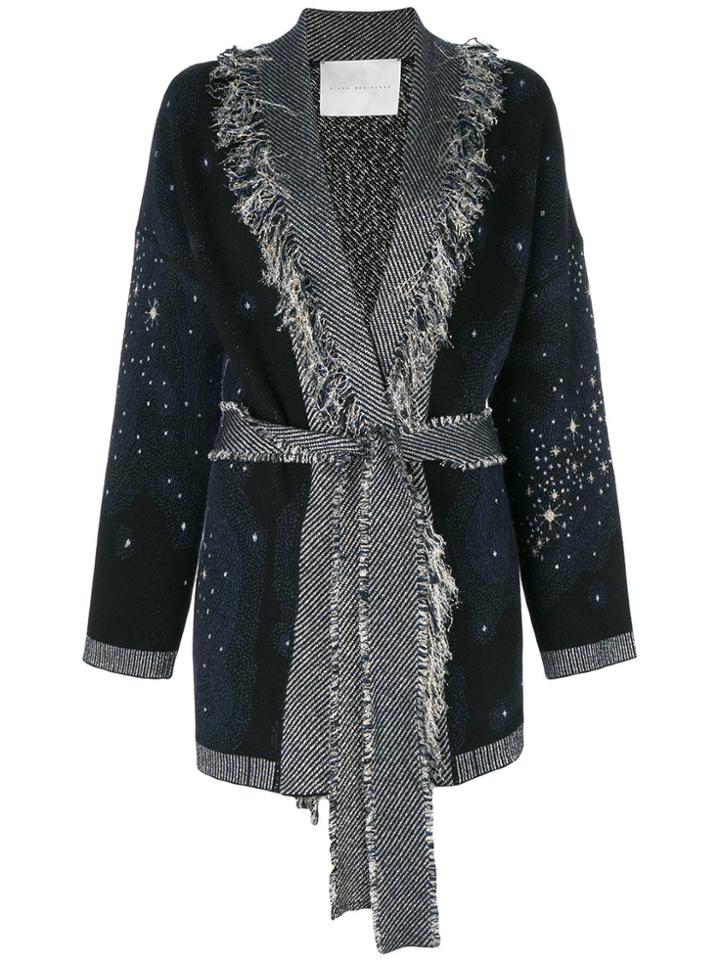 Giada Benincasa Frayed Tie Waist Cardi-coat - Blue