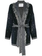 Giada Benincasa Frayed Tie Waist Cardi-coat - Blue