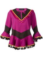 Rossella Jardini - Tassel Trim Top - Women - Silk/cotton - 42, Pink/purple, Silk/cotton