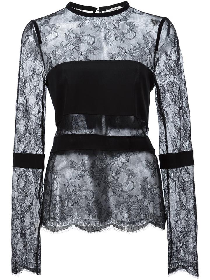 Emanuel Ungaro Sheer Lace Blouse, Women's, Size: 38, Black, Viscose/polyimide