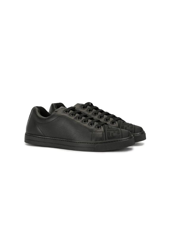 Fendi Kids Embossed Low Top Sneakers - Black