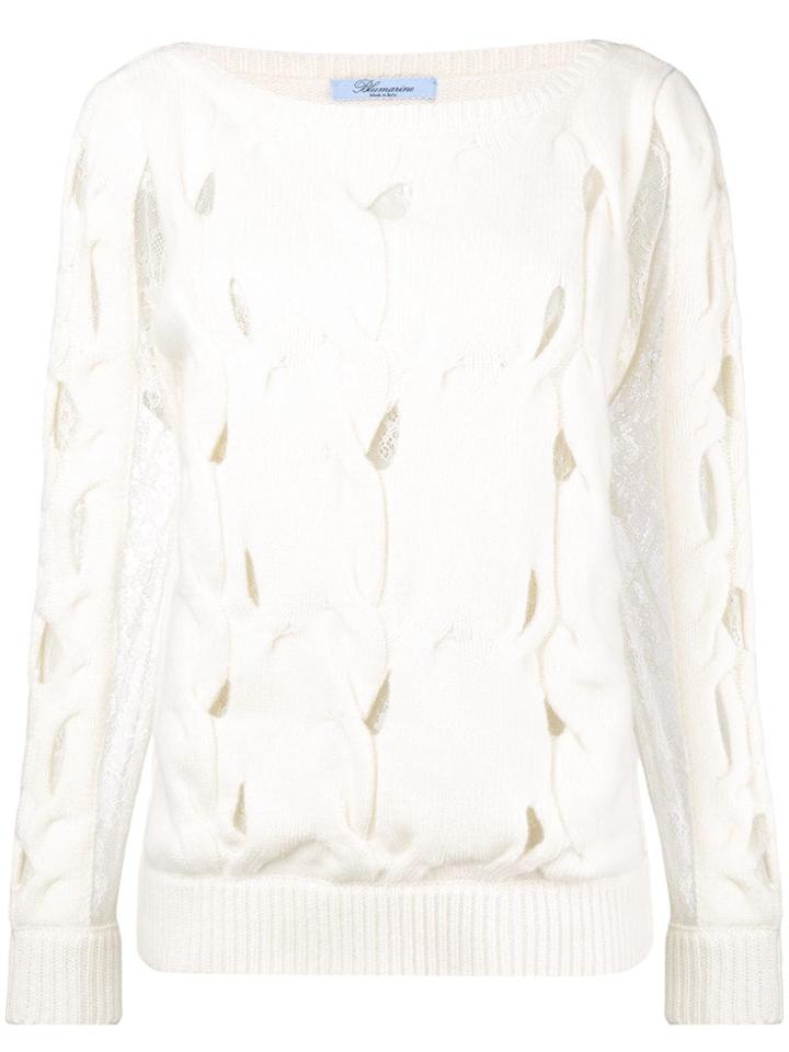 Blumarine Cut Out Cable Sweater - White