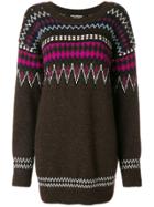 Junya Watanabe Zig-zag Long Knitted Sweater - Brown