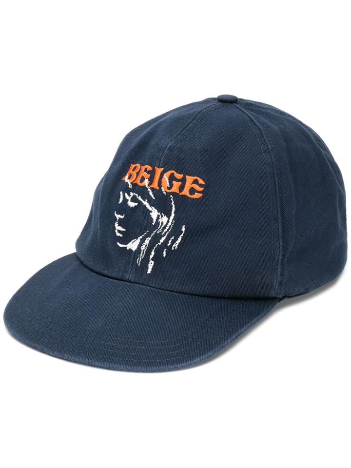 Off-white Beige Embroidered Baseball Cap - Blue