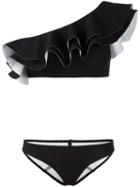 Lisa Marie Fernandez Double Ruffle Bikini, Women's, Size: 3, Black, Nylon/spandex/elastane