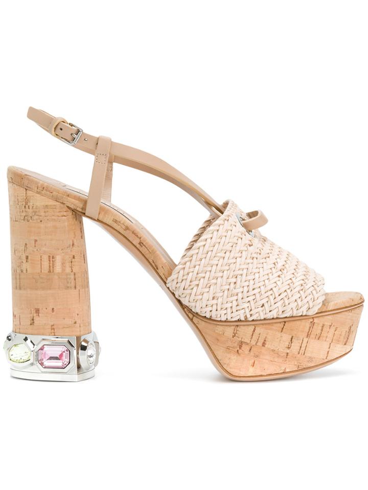 Casadei Cork Platform Sandals - Brown