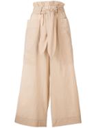 Nanushka Belted Cropped Trousers - Neutrals