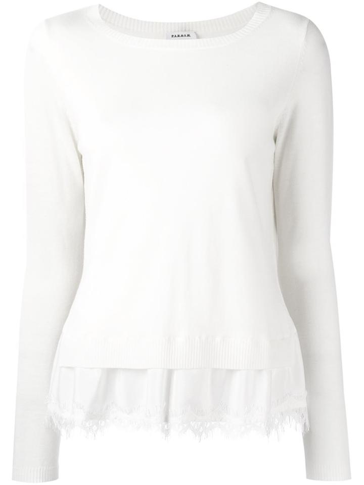 P.a.r.o.s.h. Lace Inset Cardigan, Women's, Size: Small, White, Silk/polyamide/spandex/elastane/wool