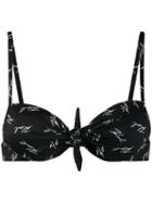 Karl Lagerfeld Logo Print Push-up Bikini Top - Black