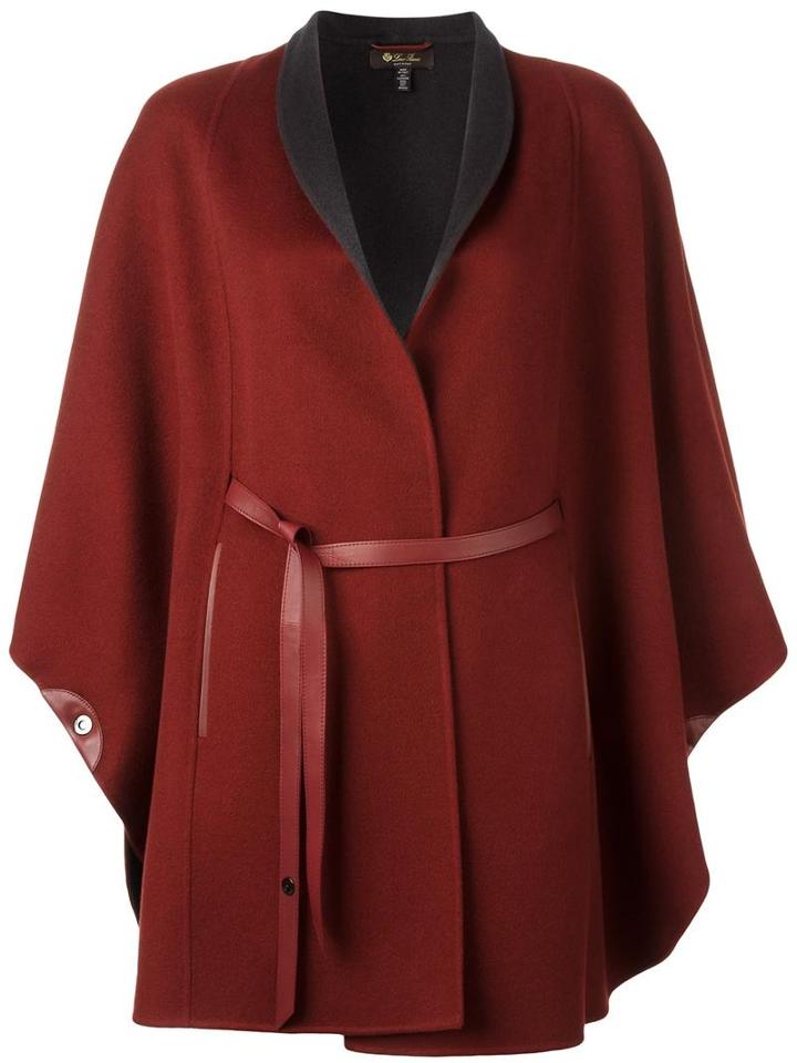 Loro Piana Double Face Belted Coat, Women's, Red, Cashmere/lamb Skin