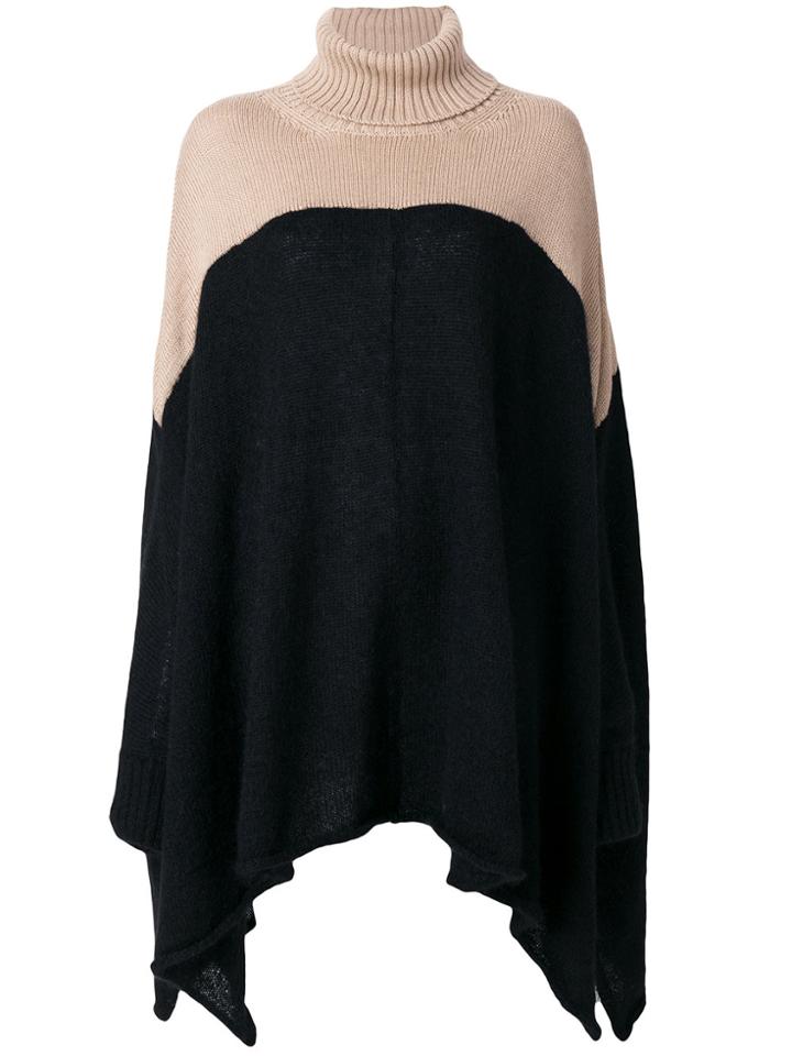 Lost & Found Rooms Contrast Knit Draped Sweater - Black