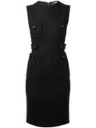 Dsquared2 Button Detail Dress, Women's, Size: 42, Black, Polyamide/virgin Wool