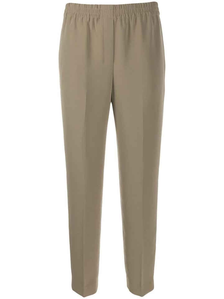 Theory Elasticated Straight-leg Trousers - Green