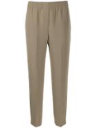 Theory Elasticated Straight-leg Trousers - Green