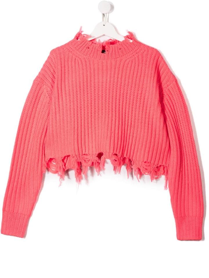 Diesel Kids Teen Frayed Jumper - Pink