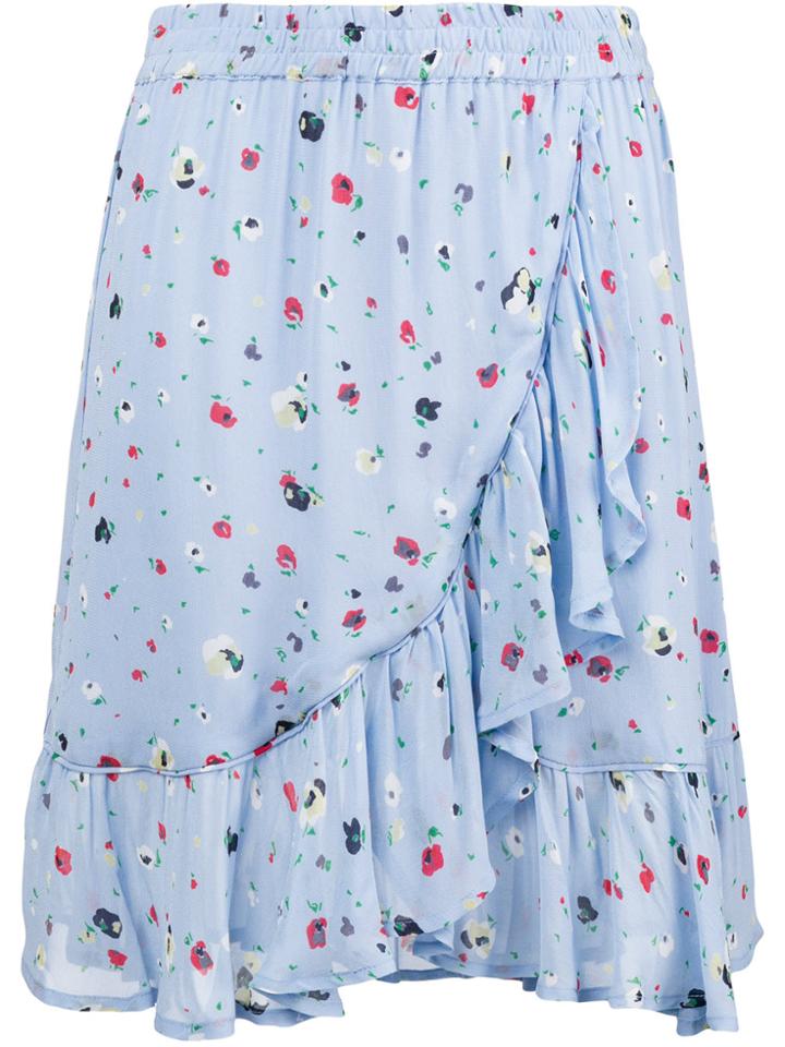 Ganni Floral Ruffle Mini Skirt - Blue