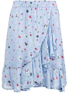 Ganni Floral Ruffle Mini Skirt - Blue