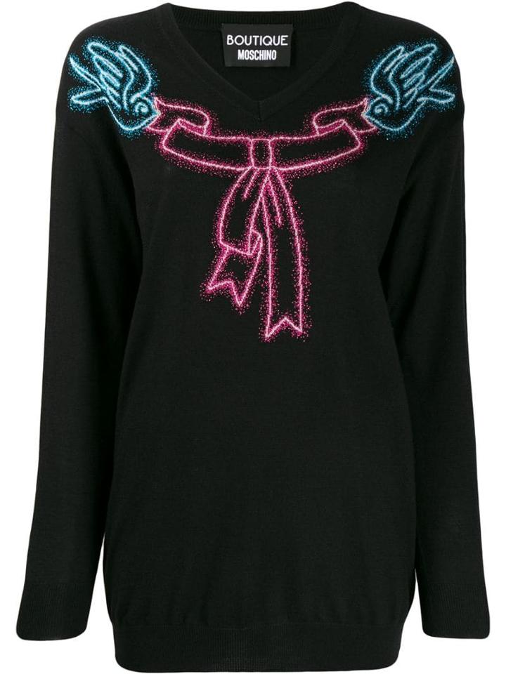 Boutique Moschino Bow Jumper - Black