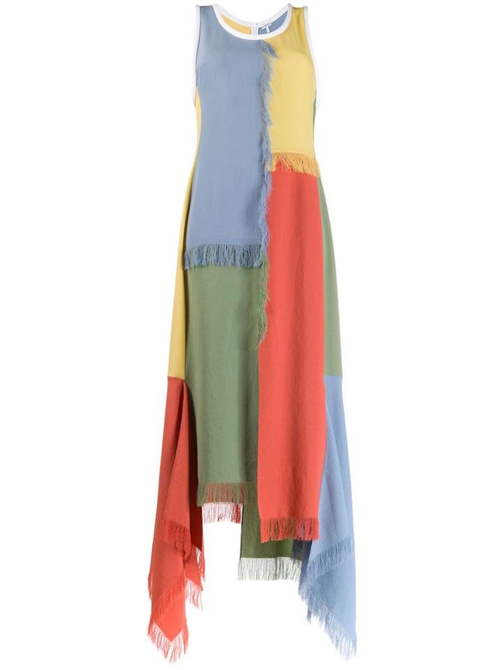 Loewe Panelled Fringe Dress - Blue