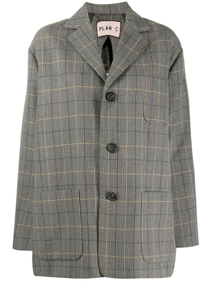 Plan C Oversized Fit Blazer - Brown