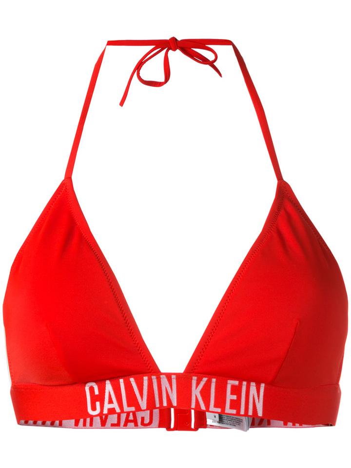 Calvin Klein Jeans Triangle Bikini Top, Women's, Size: Medium, Red, Polyester/spandex/elastane/polyamide