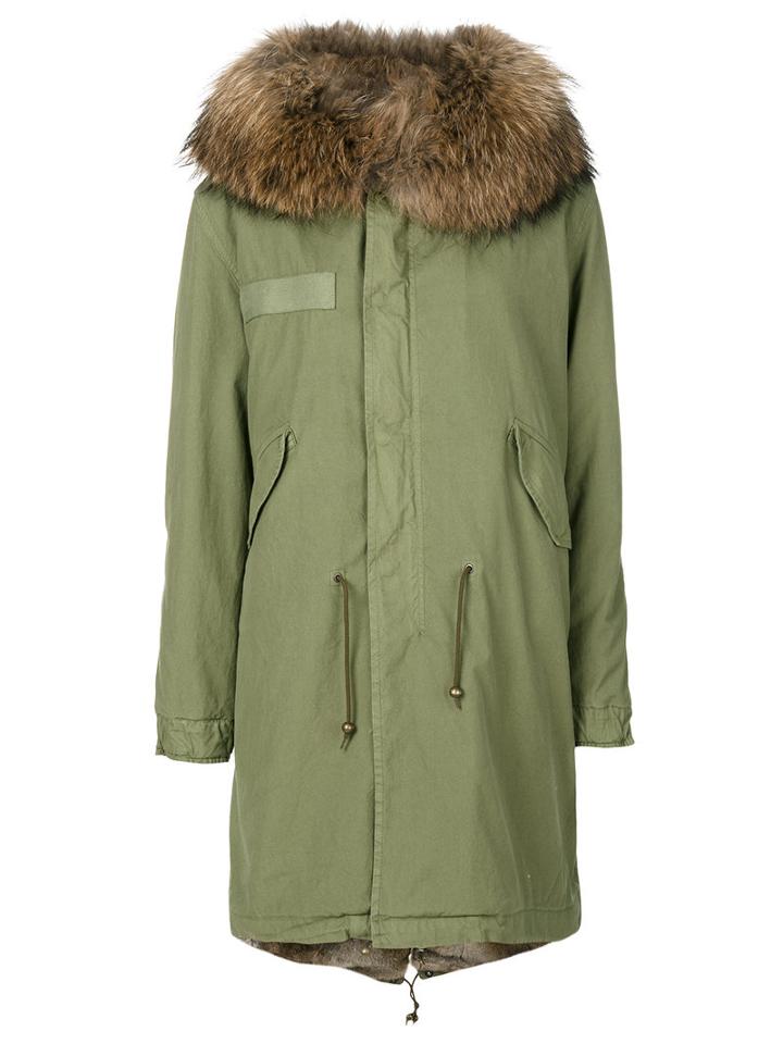 Mr & Mrs Italy - Hooded Parka - Women - Cotton/lamb Skin/rabbit Fur/racoon Fur - Xxs, Green, Cotton/lamb Skin/rabbit Fur/racoon Fur